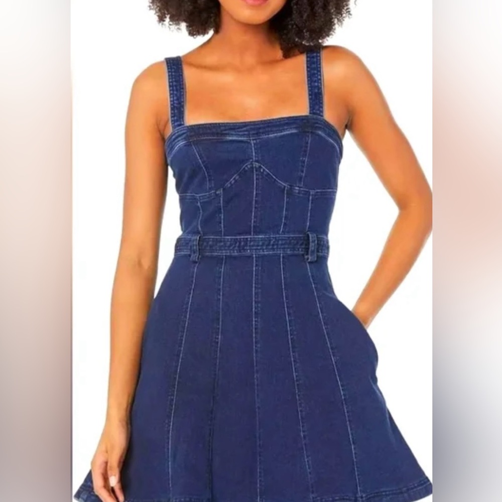 Free People Margot Denim Mini Dress in Blue